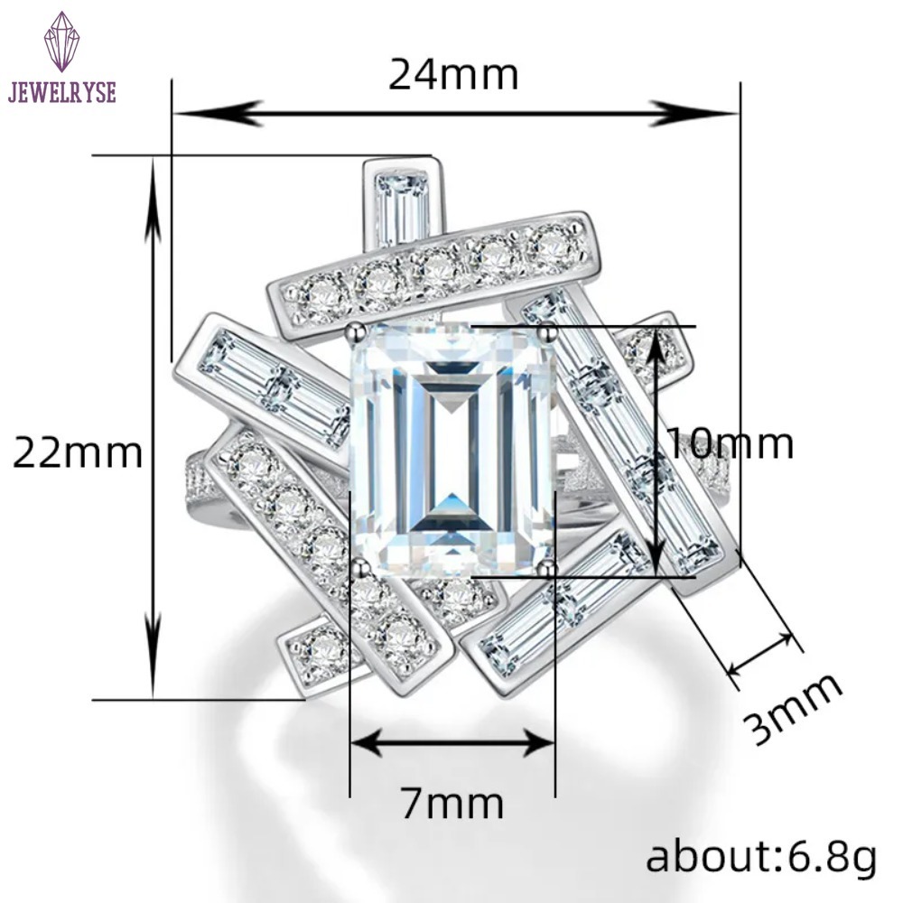 Choucong Brand Wedding Rings Elegant Sparkling Vintage Jewelry 925 Sterling Silver Princess Cut White Topaz CZ Diamond Geometry Party Women Cross Band