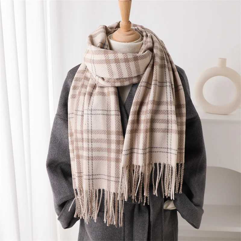 2026 Winter Warm Plaid Scarf Women British Style Faux Cashmere Shawl Fashion Neck Wrap with Fringe Bufandas Invierno Mujer Y251211