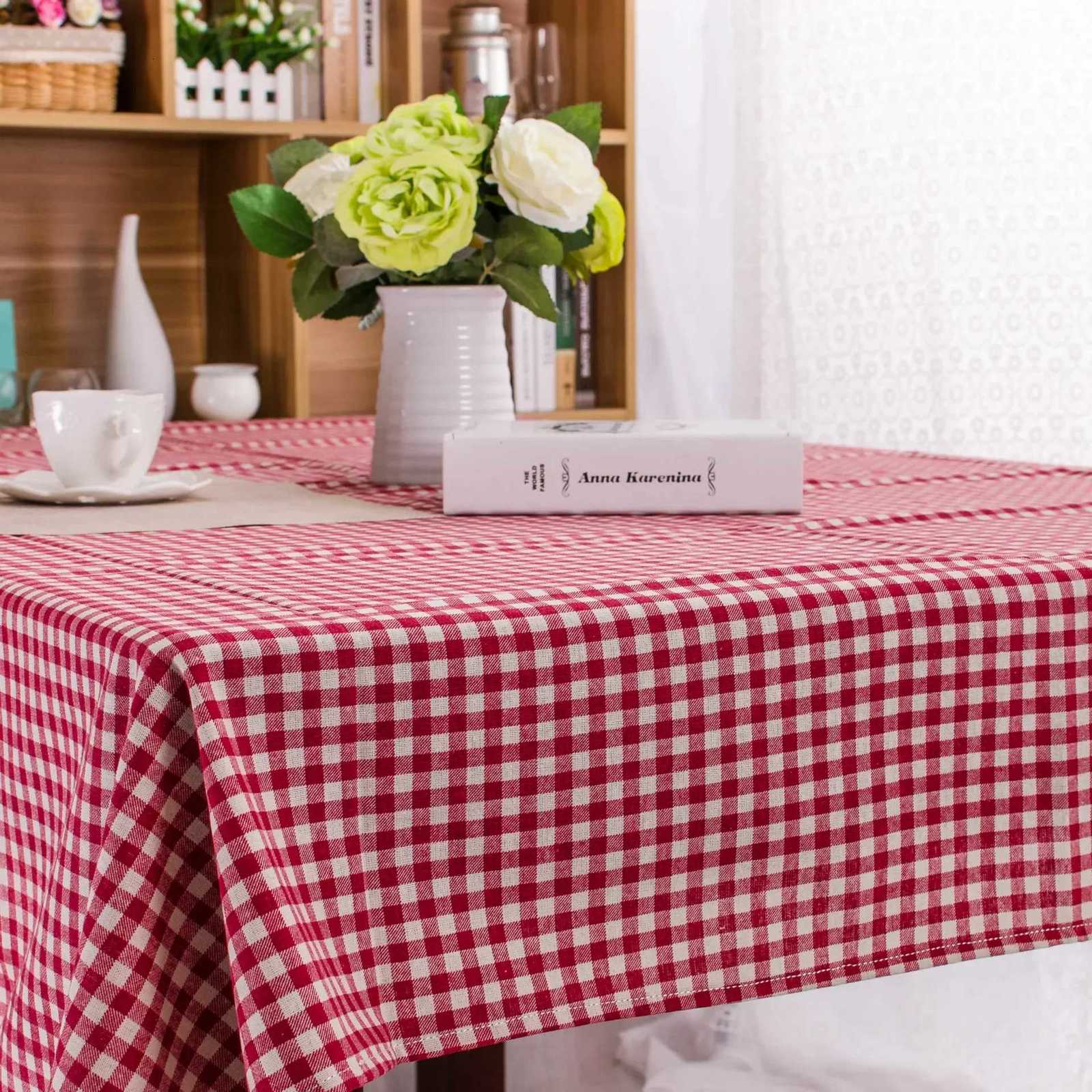 Table Cloth for Home Linen Cotton Plaid Stripe Dining Tablecloth Kitchen Decorative Rectangular Coffee Cuisine Party Table Cover H251211
