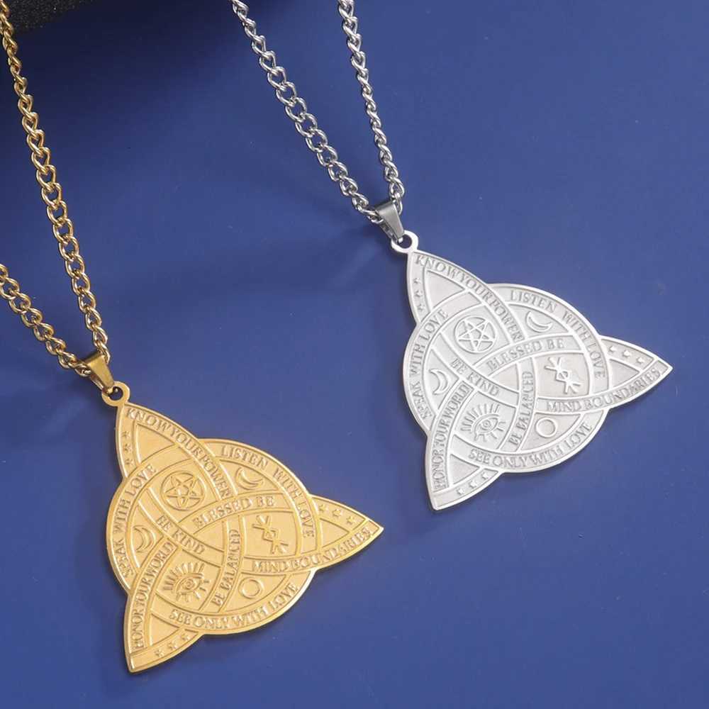 Dawapara Triple Moon Goddess Triquetra Necklace Trinity Knot Pendant Irish Amulet Wiccan Witchcraft Jewelry Stainless Steel M251211