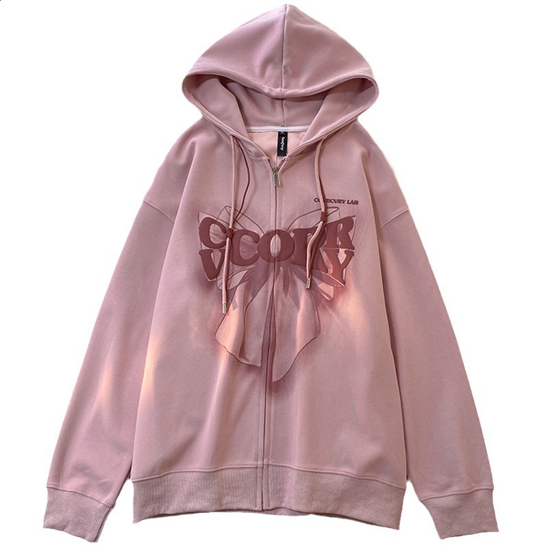 Oversize Loose Plus Size Slimming Sweatshirt for Women with Unique Design and Foam Print Hooded Student Cardigan Jacket 230314