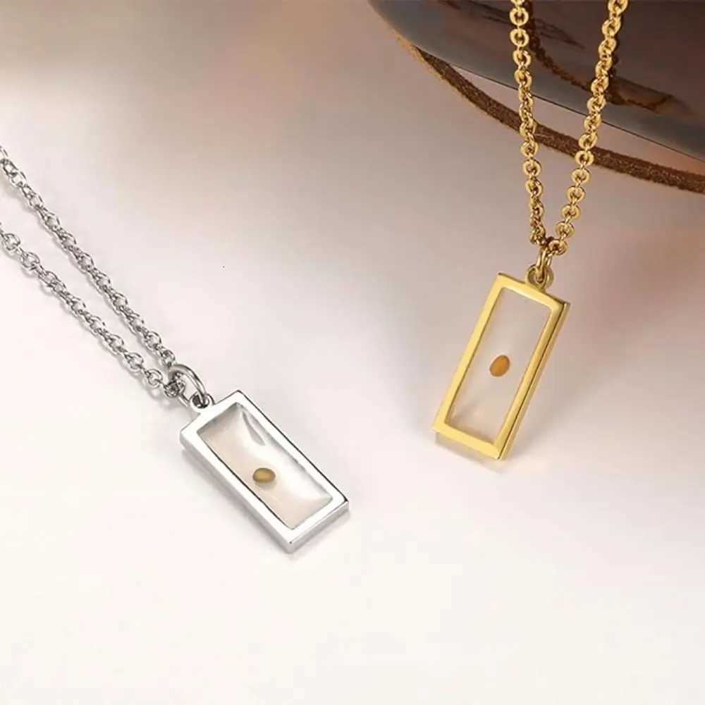 Christian Gift Mustard Seed Necklace Silver Color Gold Color Pendant Necklace Rectangular Shape Stainless Steel Chain Necklace M251211