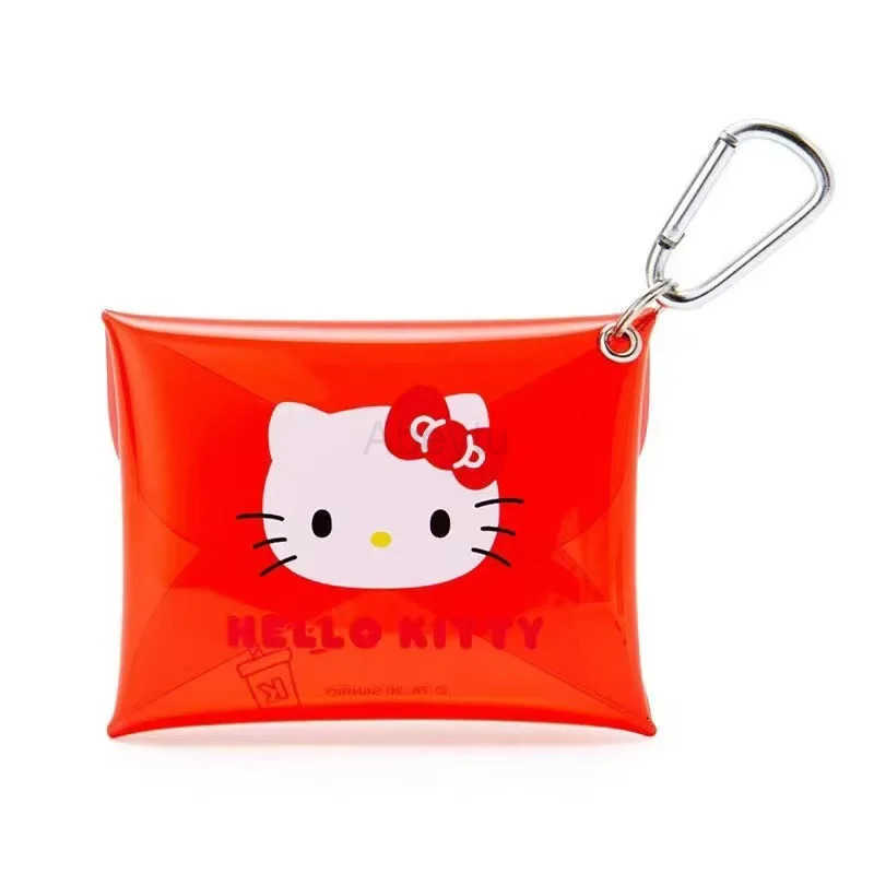 Sanrio Hello Kitty Kuromi PVC Wallet Transparent Card Holder Cute Storage Bag with Buckle Gift for Girls Kawaii Christmas Gift H251211
