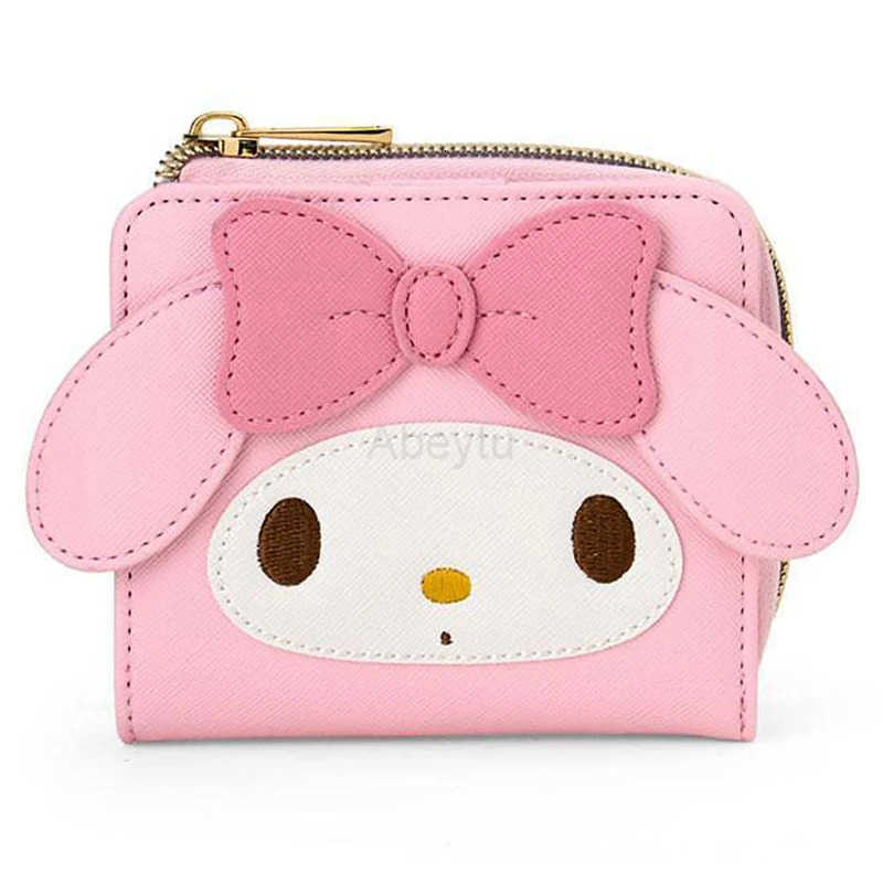 Sanrio Hello Kitty Wallet Kawaii My Melody Kuromi Coin Purse Casual Fashion PU Leather Cute Folding Light Card Bag H251211
