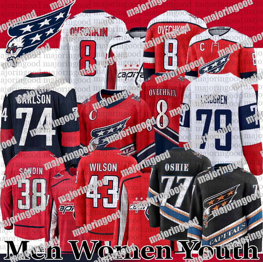 Capitals Jersey Alex Ovechkin Jersey Strome T.J. Oshie Tom Wilson Nicklas Backstrom Charlie Lindgren Logan Thompson Jaromir Jagr Washiington Hockey Jerseys youth