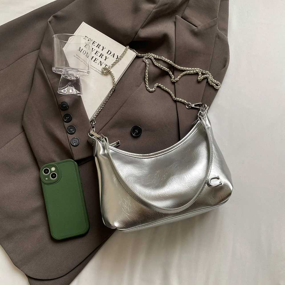 Wen PU Casual Tote Handbag Large Capacity Chain Sling Bag Zipper Closure Elegant Underarm Bag Mti-pockets Simple Sahel Bag Y251211