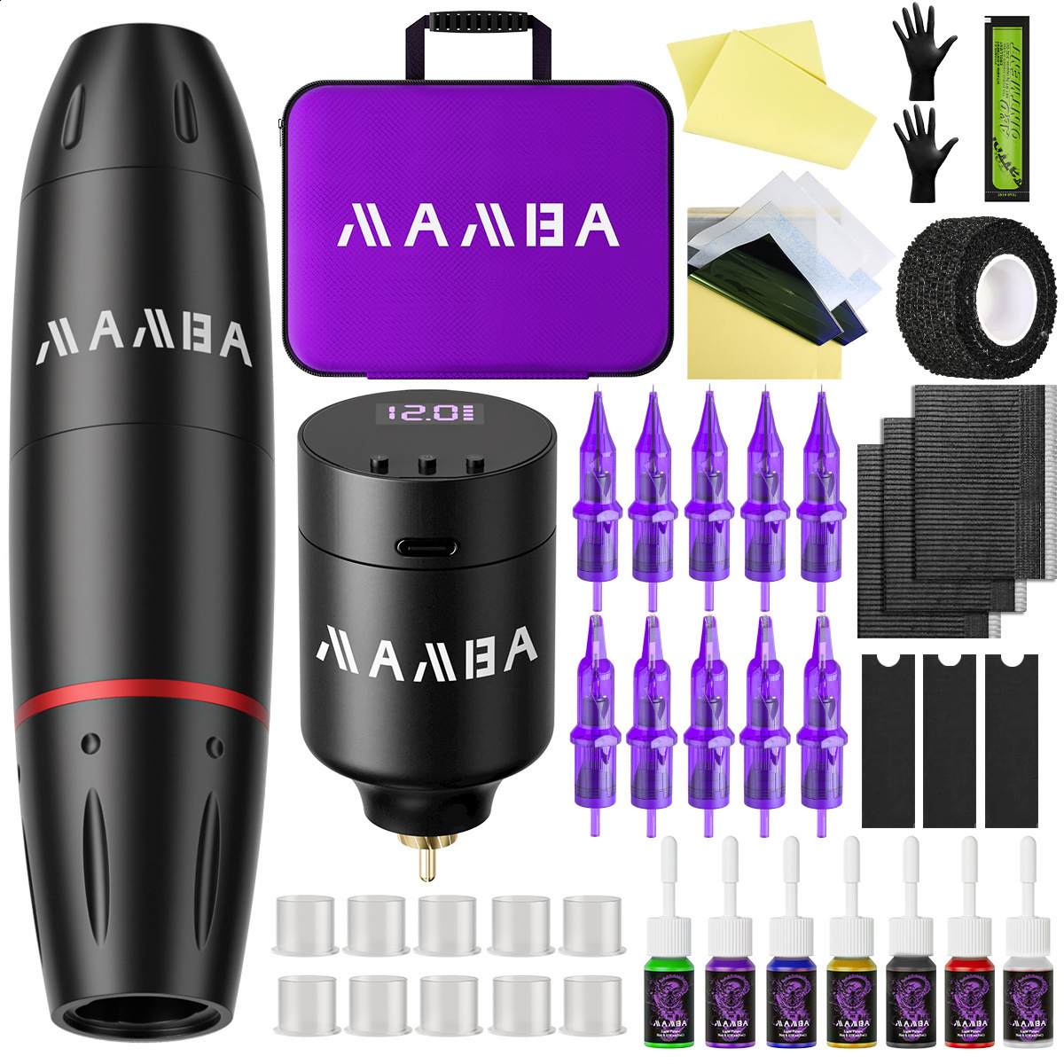 MAMBA Wireless Tattoo Pen Set Full Set Motor Tattoo Machine Set Including Pigment Tattoo Equipment 250304