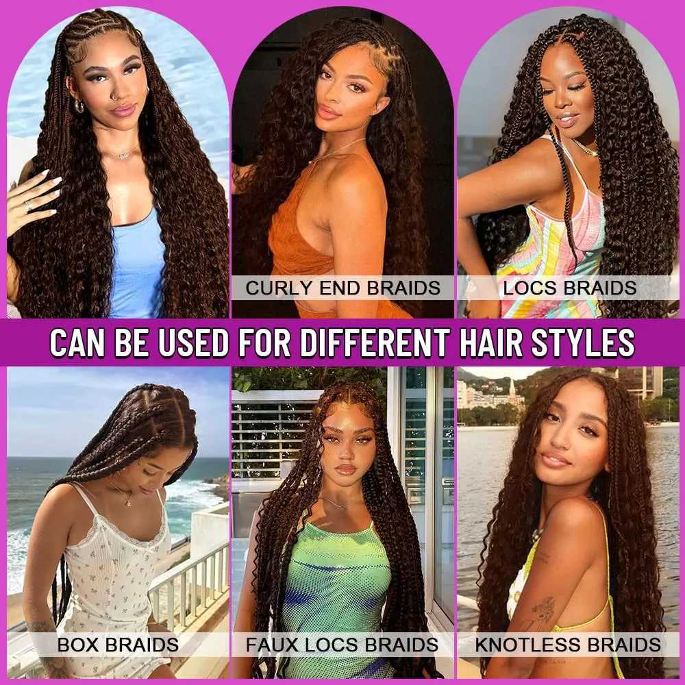 110g 28 Inch Curly Boho Hair for Braiding Knotless 12A Deep Wave Bulk Bohemian 2 Bundles/Pack Dark Brown Color 100 Human Hair M251211 - view 6