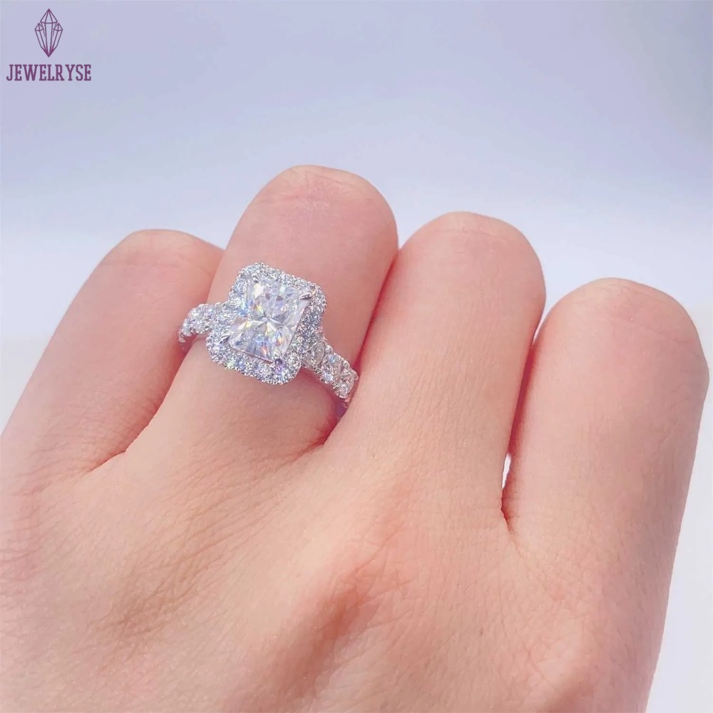 Vintage Boutique 2CT Radiant Diamond 10k white Solid Gold Moissanite Engagement Ring Wedding Bridal Jewelry