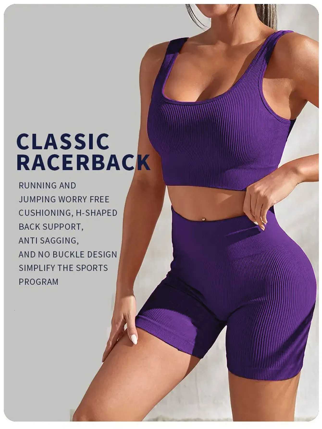 CZGUKE Ribbed Yoga Exercise Set Womens Seamless Umbilical Bra Shorts Set Comfortable and Elastic Cycling Fitness SportswearT251211