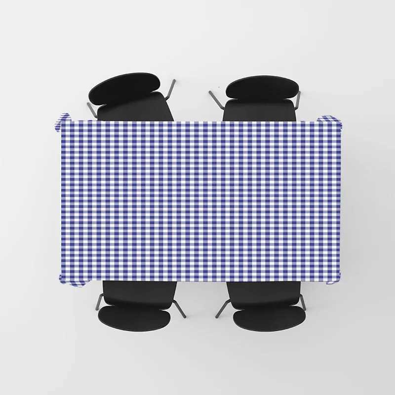 ic Checkered Tablecloth - Premium Quty Blue Gingham Fabric for Dining Room Decorations Reversible Plaid Cover All Sizes H251211