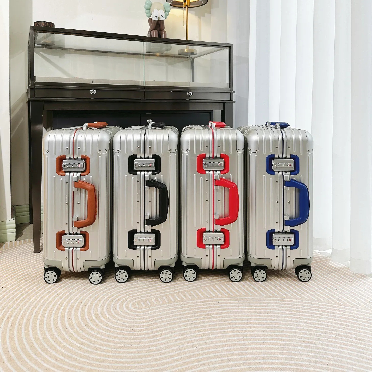 Classic Aluminum Luxury Luggage Suitcase Colored handle set Designer boarding box fashion universal wheel large capacity trolley case cabin box
