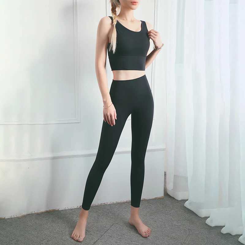 SOISOU 2 Pieces/Set Sports Suits For Women Sportswear Highly Elastic Tight High Waist Womens Suit Solid Color Womens TracksuitT251211