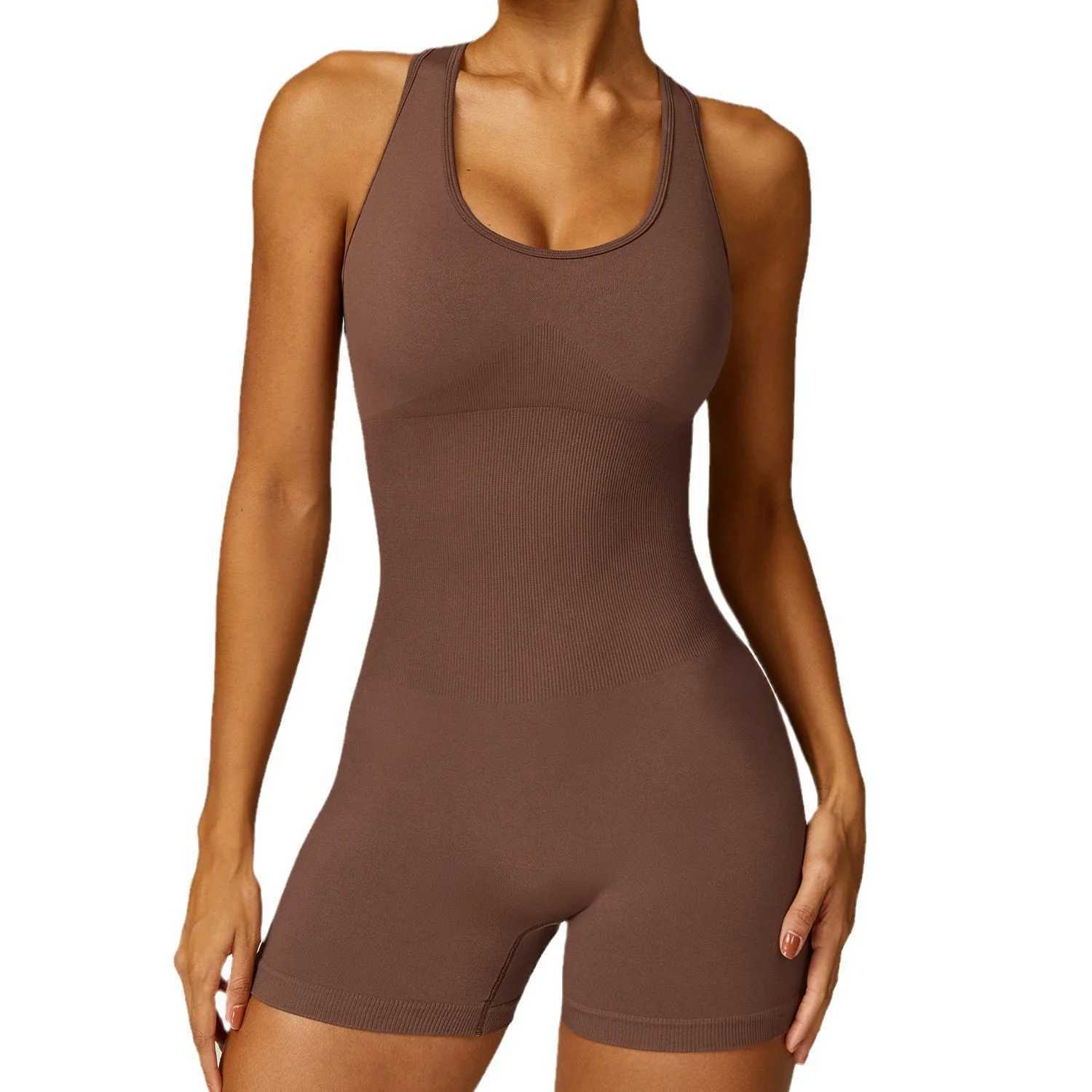 Womens Open Back Shapewear Bodysuit Square Neck Tummy Control Workout Yoga Rompers For WomenT251211