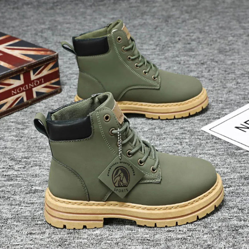 2025High Top Boots Mens Leather Shoes Fashion Motorcycle Ankle Boots for Men Winter Boots Man Shoes Lace-Up Botas Hombre251205