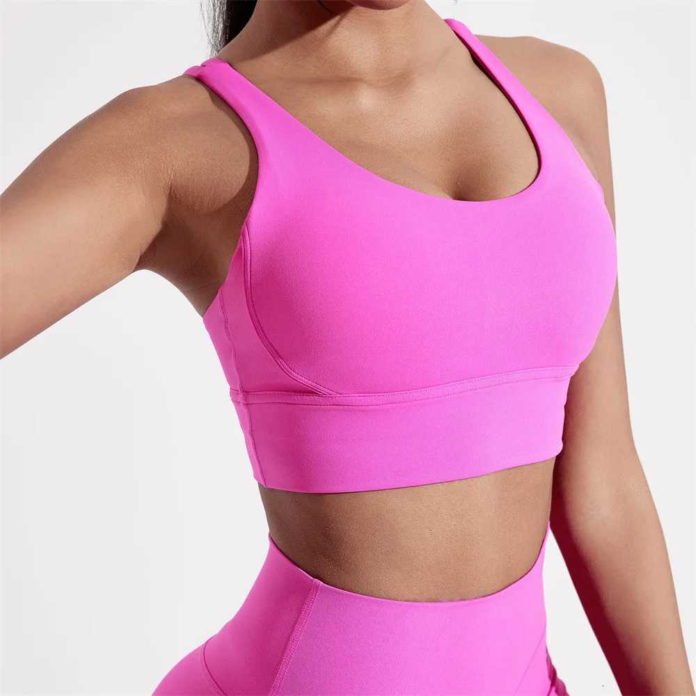 Solid Color Women Cross back Fitness sport Bra high strength Tight Top Comprehensive Training Gym Yoga Underwear With Chest PadT251211