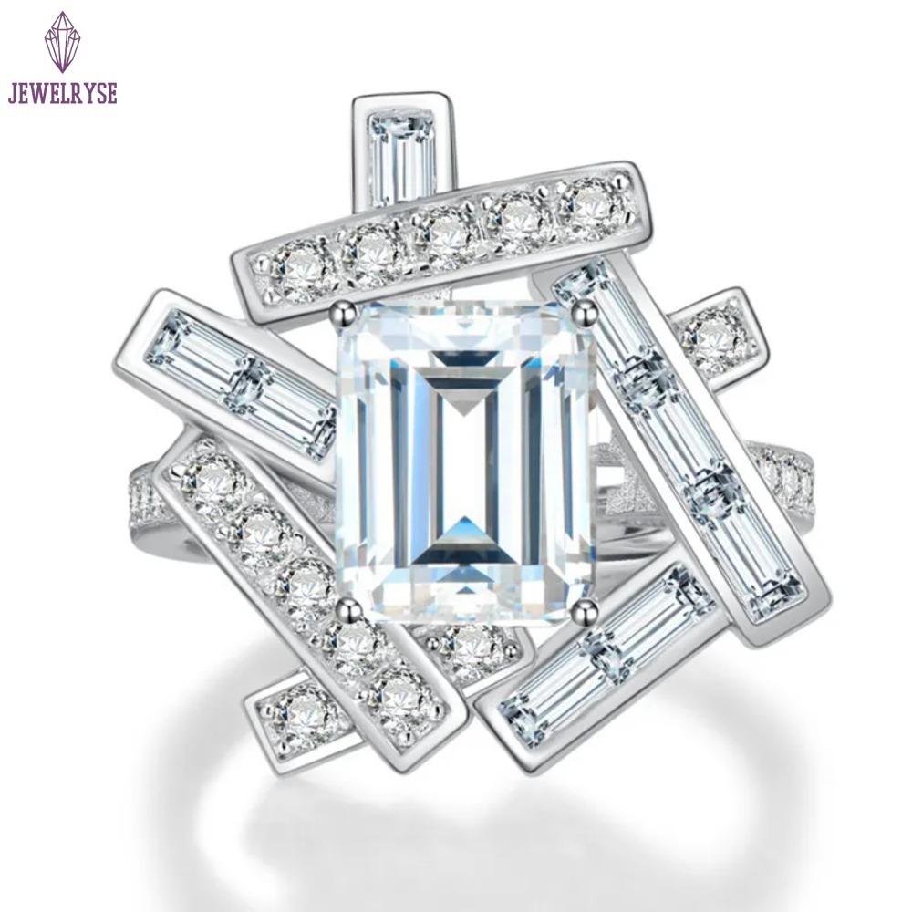 Choucong Brand Wedding Rings Elegant Sparkling Vintage Jewelry 925 Sterling Silver Princess Cut White Topaz CZ Diamond Geometry Party Women Cross Band