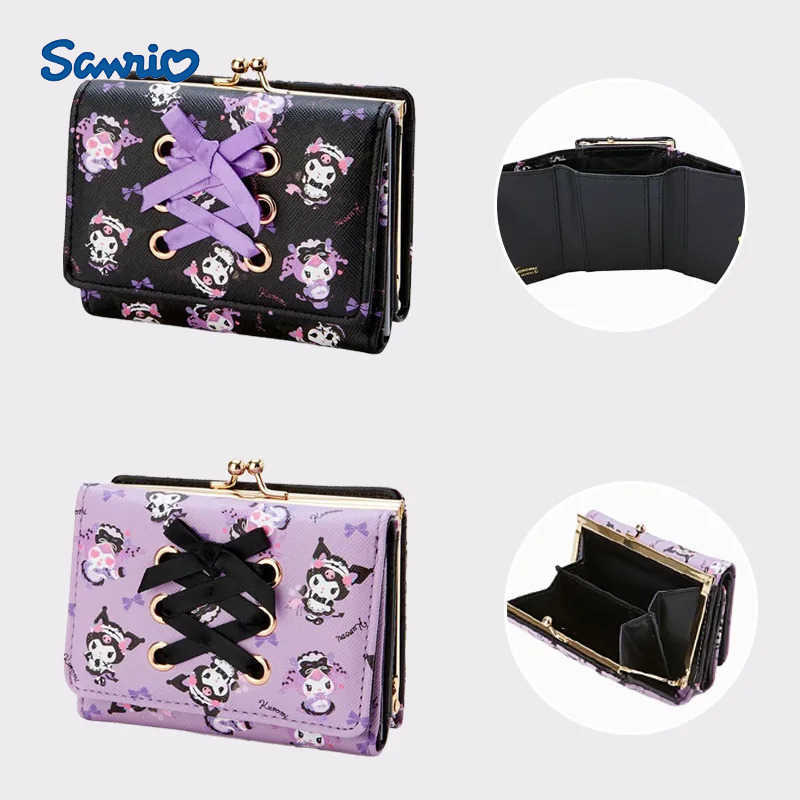 Sanrio 1PC Kuromi Multifunctional Folding Cartoon Cute Short Wallet PU Leather Change Folder Versatile Portable Girls Gift H251211