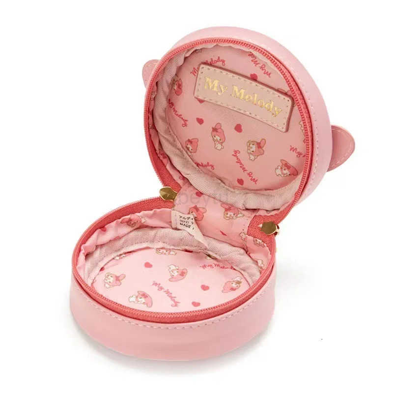 Sanrio Kawaii Cute Cinnamoroll Kuromi Melody Pompompurin Hello Kitty Round Mini Storage Jewelry Box Earphone Coin Purse Gift H251211