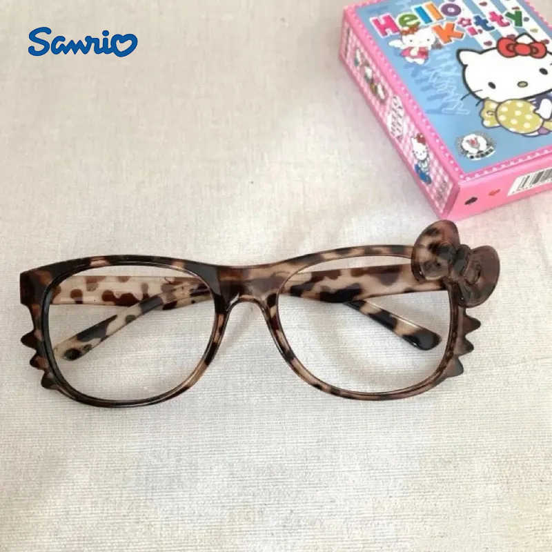 Sanrio Vintage Leopard Print Hollow-Out Cat-Ear Hello Kitty Glasses Frame Cute Pure Desire Style Fashion Eyewear Photo Props H251211