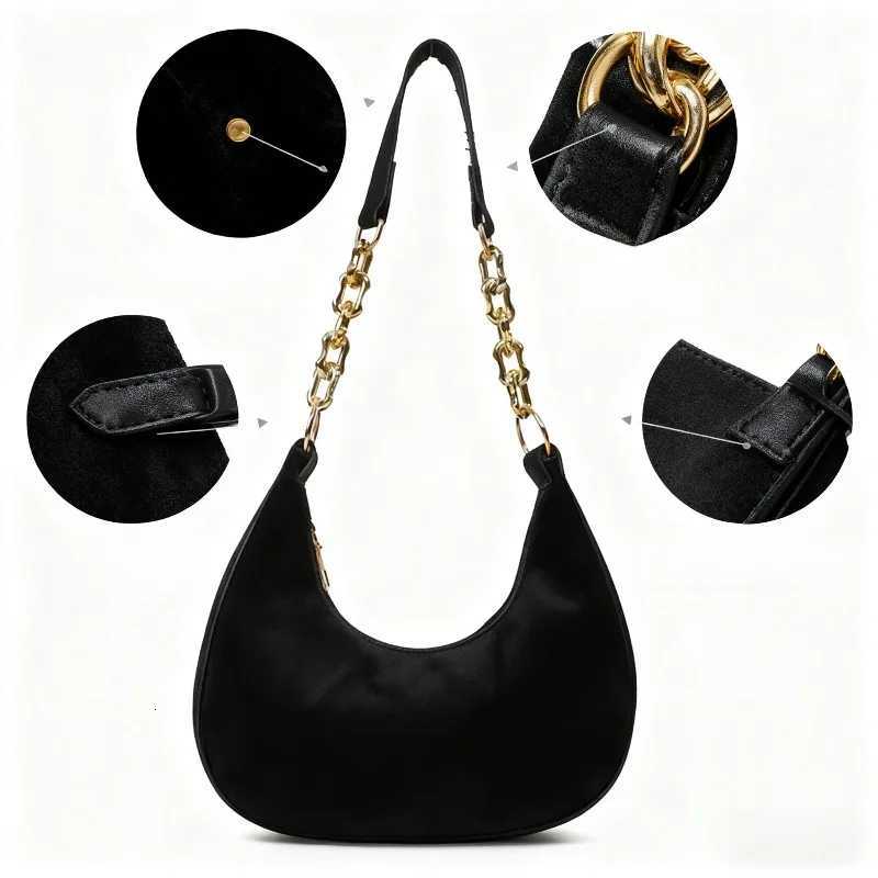 Suede Hobo Bag with Gold Chain Strap Wens Crescent Shoder Bag Fiable Daily Handbag Y251211