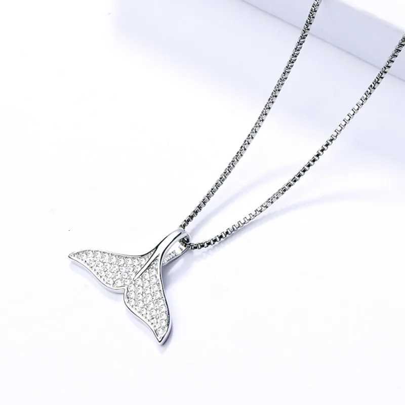 Buyee 925 Sterling Silver Female Pendant Chain White Zircon Dolphin Fishtail Necklace for Women Fashion Party Fine Jewelry Chain M251211