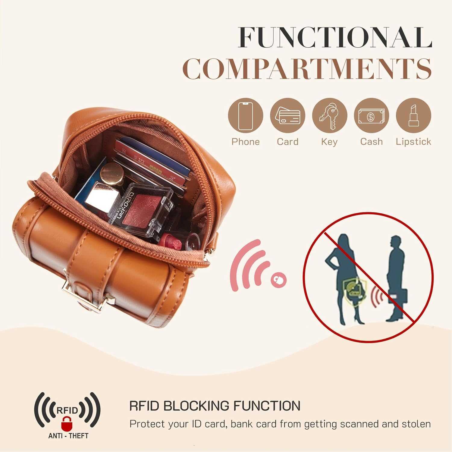 Crossbody Bags for Women Vegan Leather Cell Phone Purses Trendy RFID Wallet Purses with Adjustable StrapM251211