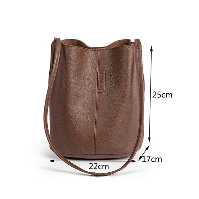 New Tide Solid Oil PU Material Small Fairy Bag Bucket Bag Casual Wild Single Shoder Ladies Crossbody Messenger Bag Y251211