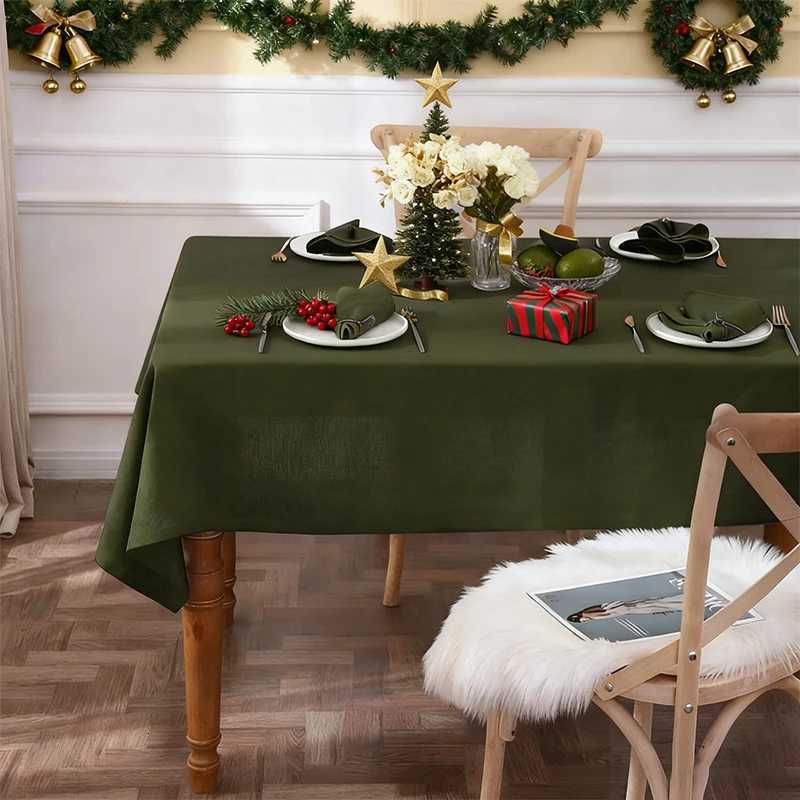 Christmas Solid Color Skin Friendly Breathable Lightweight Washable Reusable Tablecloth for Holiday Parties Banquets Restaurants H251211
