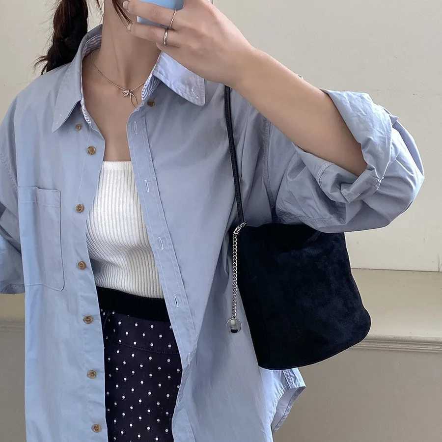 Vintage Tassel ladies bucket shoder bags small Matte PU Leather lady handbag winter new Faux suede fem totes bolsos Y251211