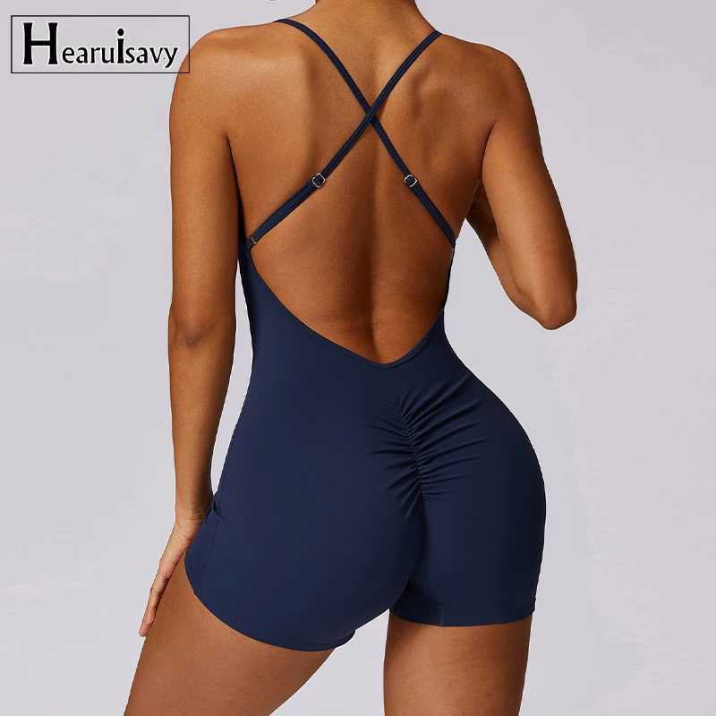 Sexy Short Sports Jumpsuit Women Gym One Piece Suit Female Soft Yoga Clothing Fitness Rompers Workout Bodysuits Women SportswearT251211