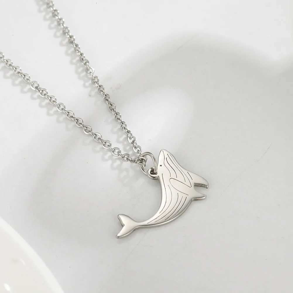 Amaxer Ocean Whale Pendant Necklace Stainless Steel Necklace For Women Engagement Silver Color Jewelry Friend Gift M251211