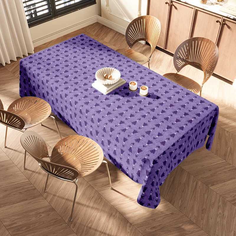 Modern Plaid Tablecloth Set Decorative Soft Velvet Dining Room Decor Purple Christmas Tree Pattern Home Decoration Throw Blanket H251211