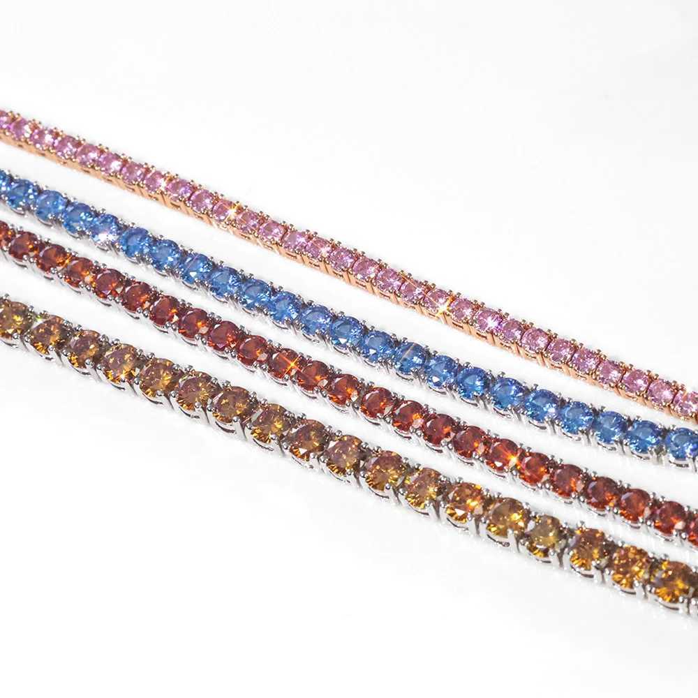 Hip Hop Jewelry 5mm Wide Colorful Sparkling Tennis Necklace CZ Zircon Fashionable Tennis Necklace Suitable For Men And Women M251211