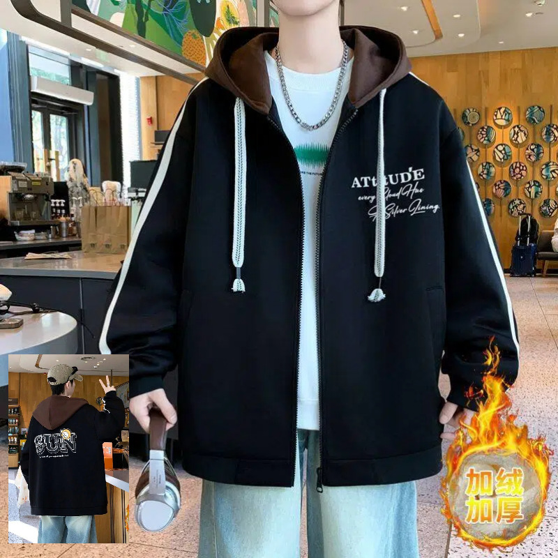 Men's Plus Size Loose Baseball Jacket: Trendy, Stylish, Fleece-Lined, Warm Autumn/Winter Casual Outerwear/Top