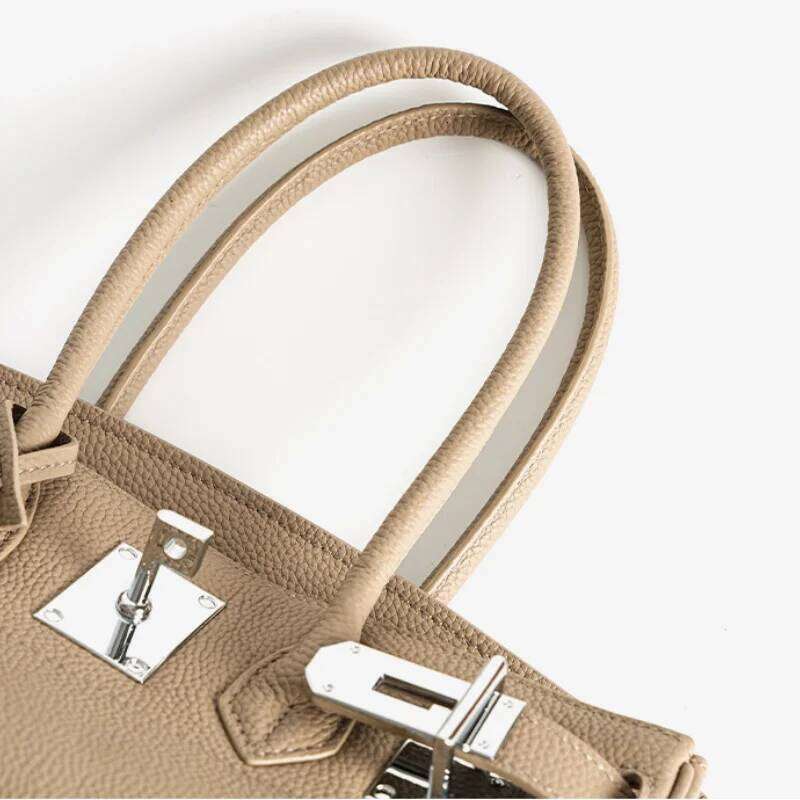 Women S Genuine Leather Fashion Handbag Top Handle Pure Color Casual Tote For Ladies Functional Commuting Shoulder Bags