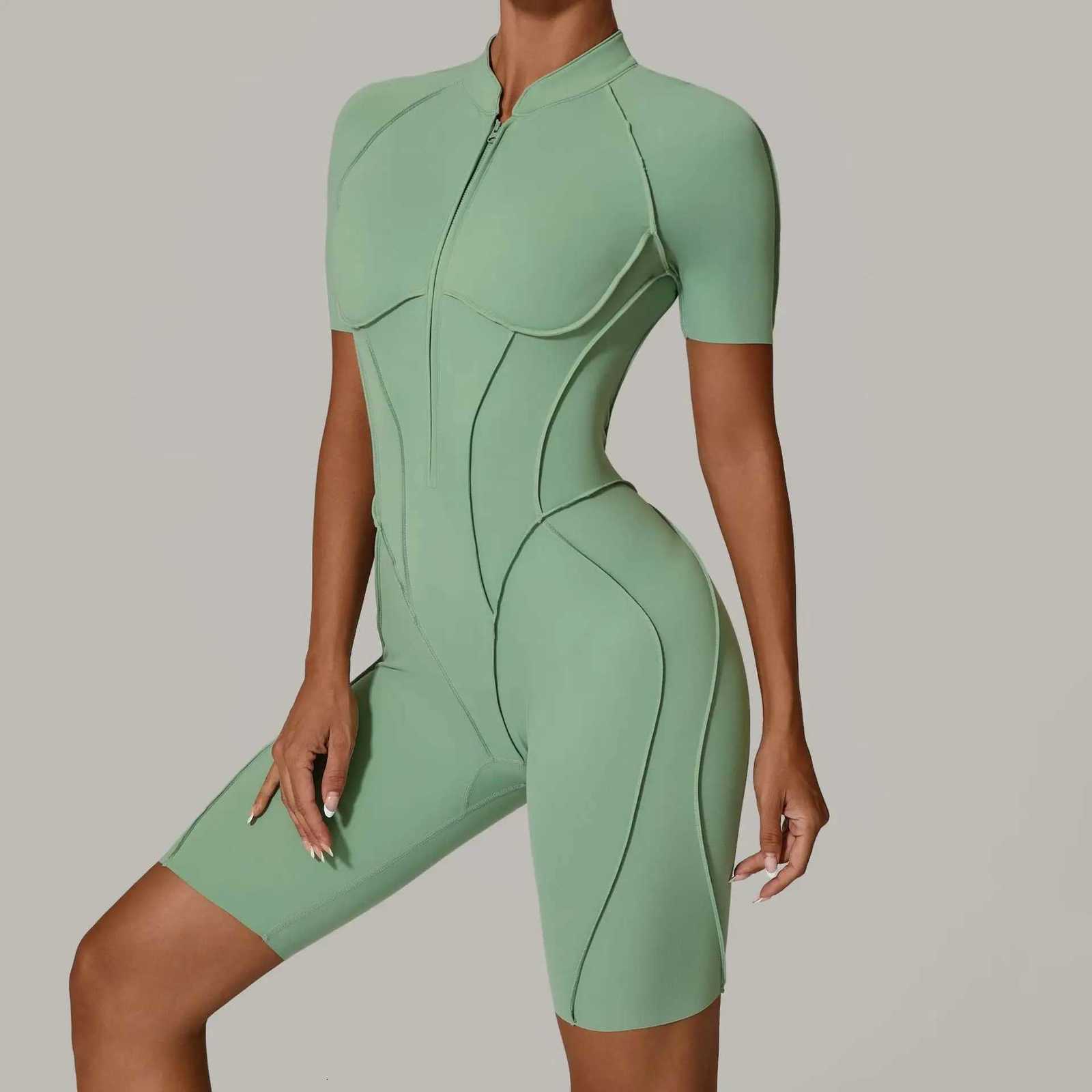 New Seamless Yoga Jumpsuits Sports Fitness Hip-lifting Backless Skinny Zipper One-Piece Workout Clothing Gym Bodysuit for WomenT251211