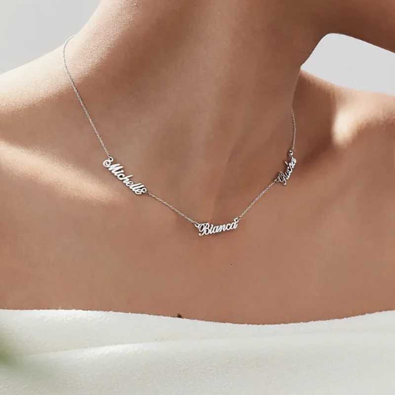 Cazador Personalized Multiple Names Necklace Custom 6 Nameplates Pendant Stainless Steel Family Members Neck Chains Jewelry Gift M251211