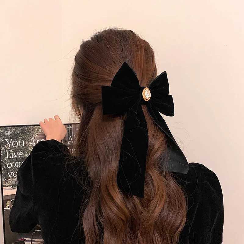 Rose Black Veet Bow Hair Clip for Wen Retro Elegant Ponytail Clip Fashion hairpin Hair Accory Y251210