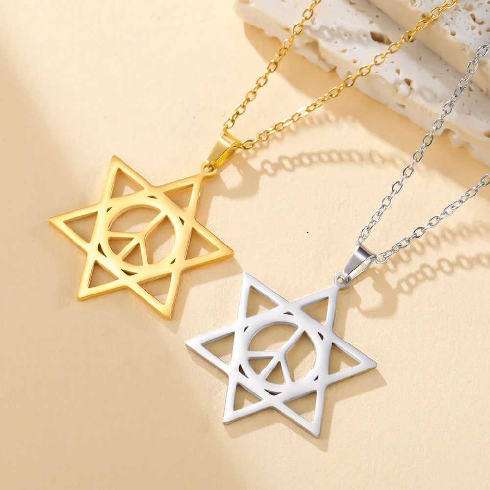Dawapara Star of David Peace Symbol Necklace Peace Sign Je Hexagram Pendant Protection Talisman Stainless Steel Jewelry M251211