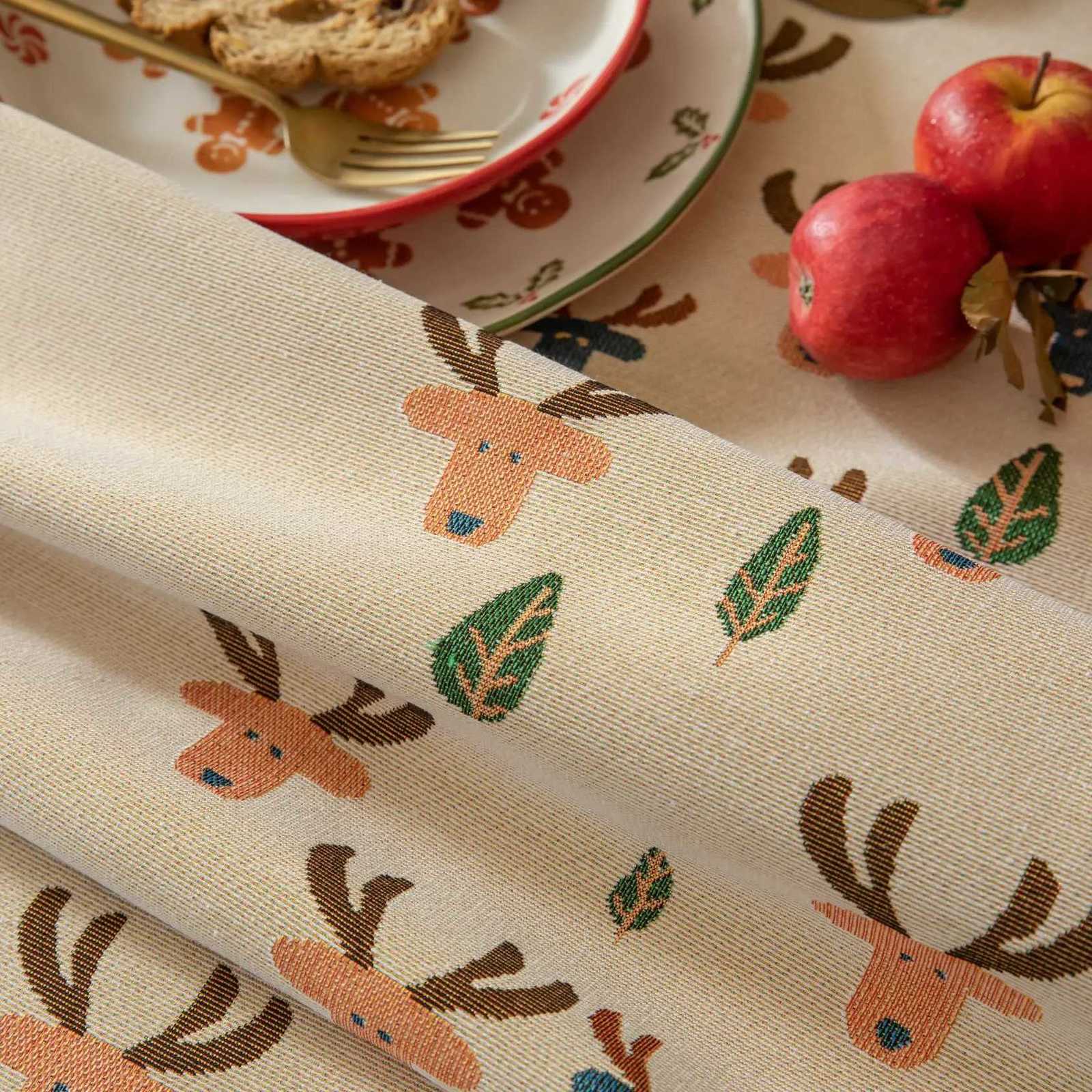 Christmas Bell ElkPattern Tablecloth Rectangle Tassels Dust-proof Cover For Tea Table Wedding Party Dining Room Decor H251211