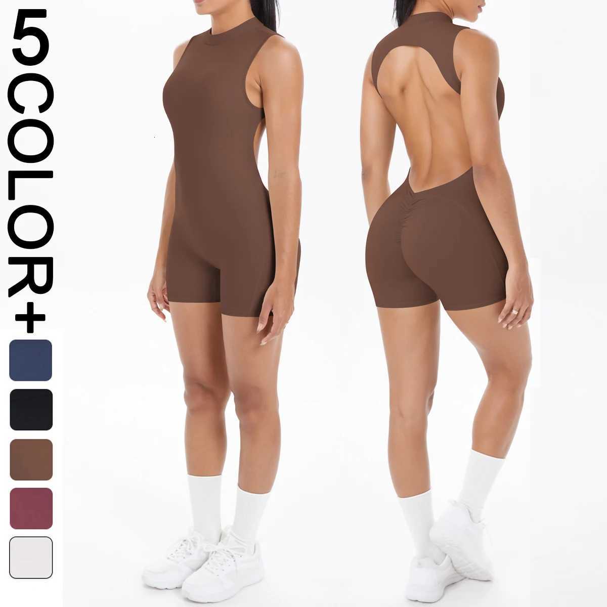 Sleeveless Backless Hollow Yoga Jumpsuit for Woman Solid Color Bodysuits Lifting Sports Push Up Sleeveles Workout BodysuitsT251211