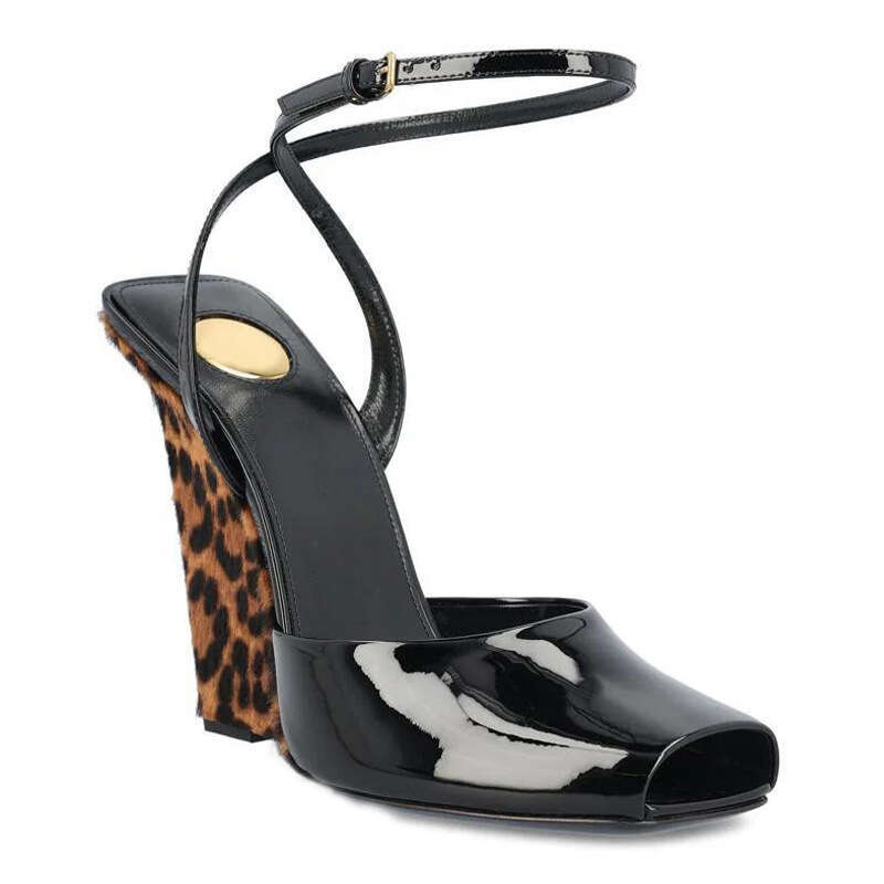 Designers sandals platform heel shoes for womens cowhide Stone pattern Patent Leather 13cm high heel designer shoe Narrow Band open toe sandal