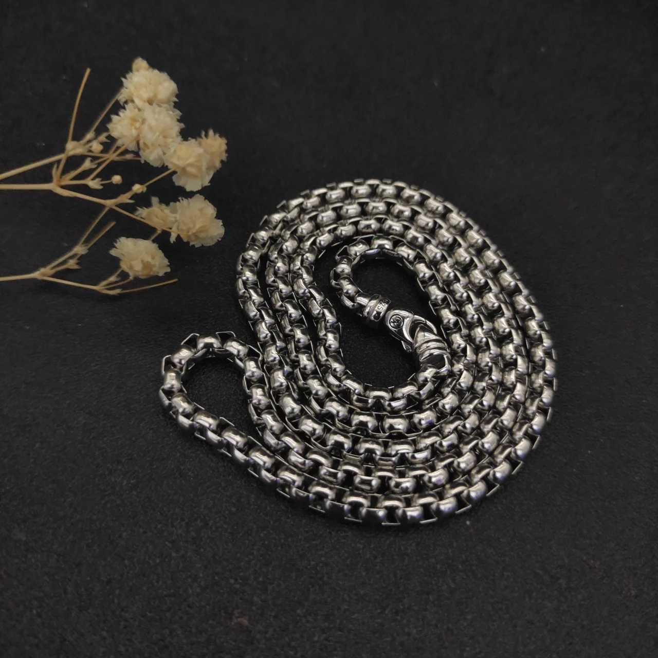 S925 sterling silver new 5MM box chain necklace neutral fashion personality simple hip-hop trend retro luxury jewelry party gift M251211