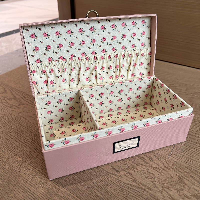 Luxury Lovely Pink Floral Designer Makeup Train Cases Bags Organizer Jewelry Storage Box Fragmented flowers lattice travel make up beauty boxes case