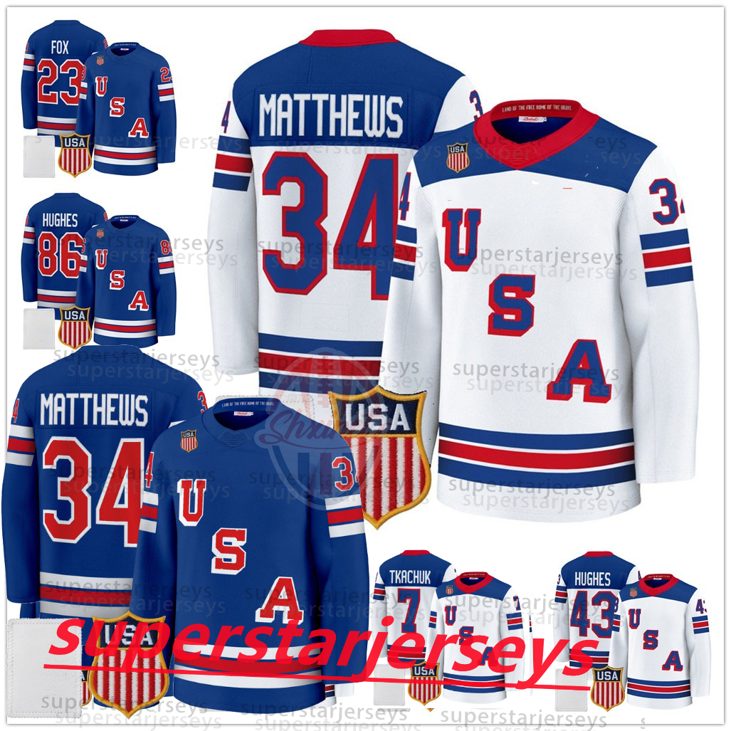 Mens Custom Team Name USA 2026 national Hockey Jerseys Matthew Tkachuk Matthew Jake Guentzel Brady Tkachuk Jack Hughes Adam Fox Hellebuyck Quinn Hughe