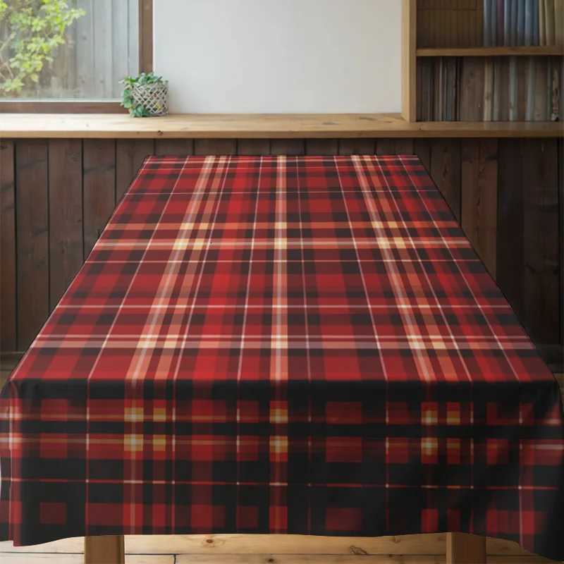 Modern Plaid Tablecloth Red Checkered Plaid Table Cover Washable Polyester Kitchen Dining Decoration Home Textiles 160X230cm G87 H251211