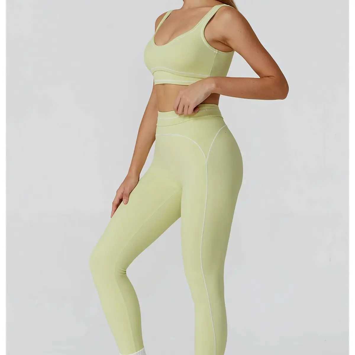 Color Collision 2PCS Yoga Set Women Tracksuit Workout Set Gym Push Up High Waist Fitness Running Clothes Sport Bra Leggings SuitT251211