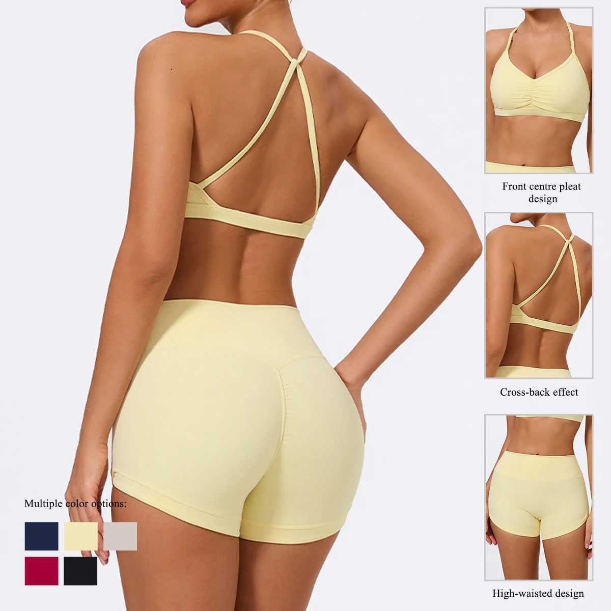 Hearuisavy 1/3PCS Woman Tracksuits Sport Pant Sets Female Push Up Workout Bra Fitness Yoga Top Running Cycling Breathable ShortsT251211