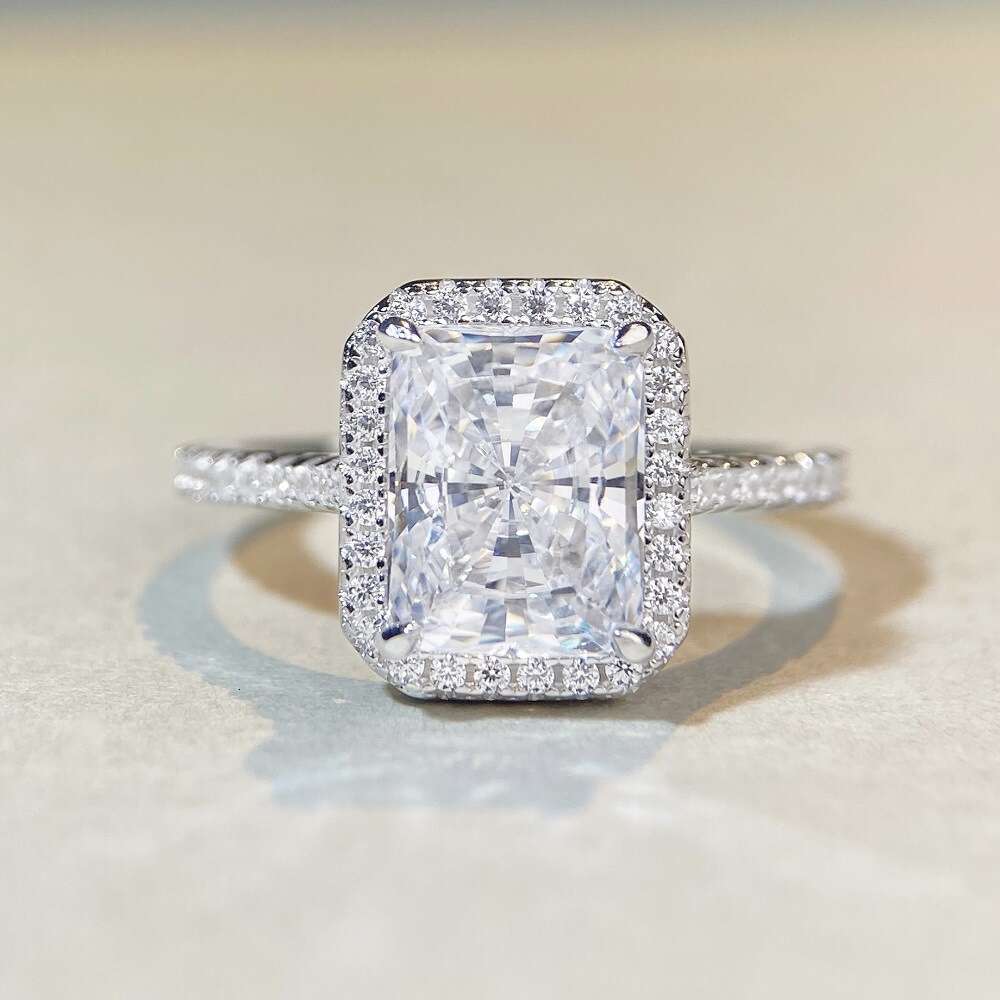 Vintage Boutique 2CT Radiant Diamond 10k white Solid Gold Moissanite Engagement Ring Wedding Bridal Jewelry